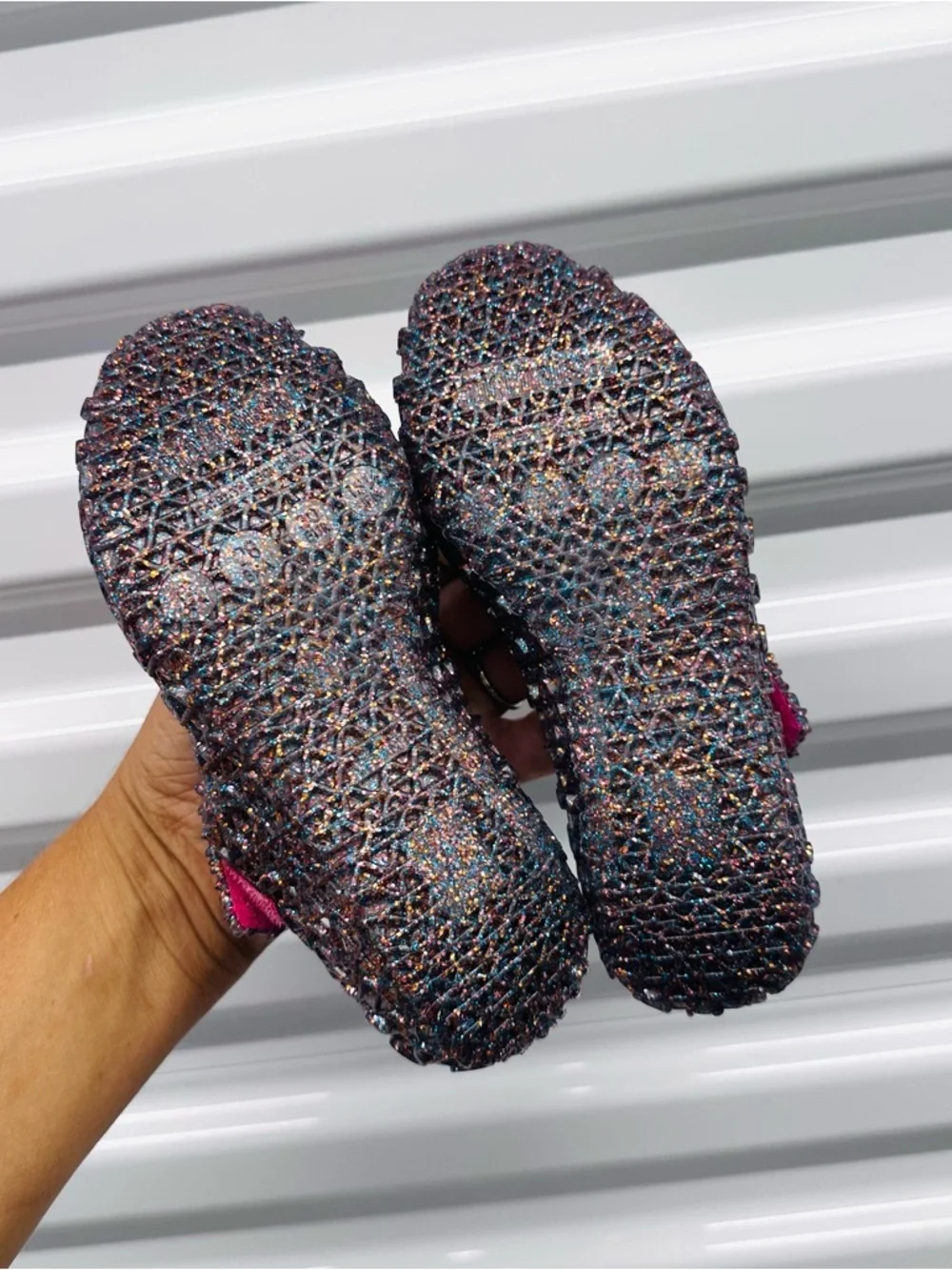 Mini Melissa Glitter Mesh Mary Janes - Purple Multi
